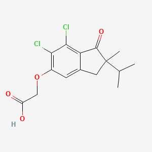 molecular formula C15H16Cl2O4 B8565436 6,7-Dichloro-2-isopropyl-2-methyl-1-oxo-5-indanyloxyacetic acid CAS No. 54197-01-2