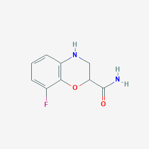 molecular formula C9H9FN2O2 B8565448 3,4-Dihydro-8-fluoro-2H-1,4-benzoxazine-2-carboxamide 