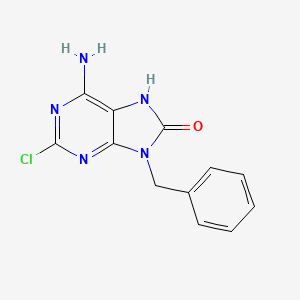 molecular formula C12H10ClN5O B8565478 6-Amino-9-benzyl-2-chloro-7,9-dihydro-purin-8-one 