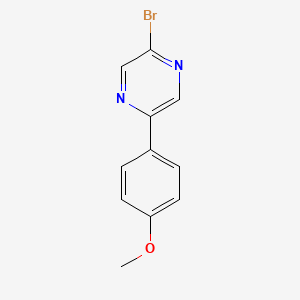 molecular formula C11H9BrN2O B8565513 2-Bromo-5-(4-methoxyphenyl)pyrazine 