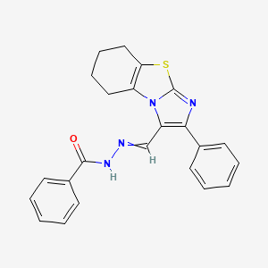 molecular formula C23H20N4OS B8565618 N'-({4-phenyl-7-thia-2,5-diazatricyclo[6.4.0.0^{2,6}]dodeca-1(8),3,5-trien-3-yl}methylidene)benzohydrazide 