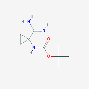 molecular formula C9H17N3O2 B8565636 (1-Carbamimidoyl-cyclopropyl)-carbamic acid tert-butyl ester 