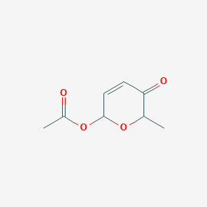 molecular formula C8H10O4 B8565637 2-Methyl-6-acetoxy-3,6-dihydro-2H-pyran-3-one 