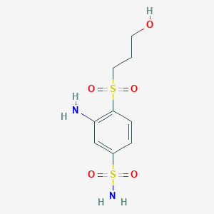 molecular formula C9H14N2O5S2 B8565682 4-(3-Hydroxypropylsulfonyl)-3-aminobenzenesulfonamide CAS No. 108966-61-6