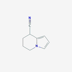 molecular formula C9H10N2 B8565721 5,6,7,8-Tetrahydroindolizine-8-carbonitrile 