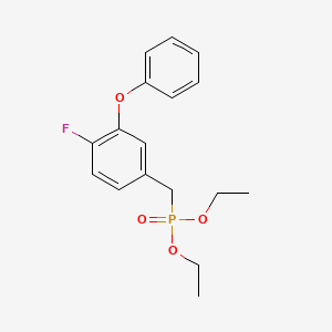 molecular formula C17H20FO4P B8566044 Phosphonic acid, [(4-fluoro-3-phenoxyphenyl)methyl]-, diethyl ester CAS No. 89765-32-2