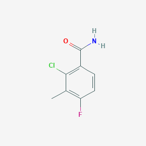 molecular formula C8H7ClFNO B8566181 2-Chloro-4-fluoro-3-methylbenzamide 