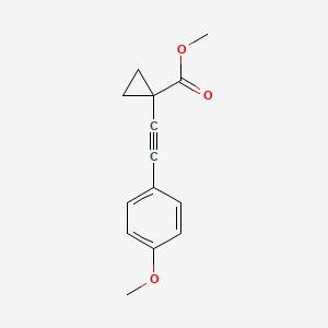 molecular formula C14H14O3 B8566275 1-(4-Methoxy-phenylethynyl)-cyclopropanecarboxylic acid methyl ester 