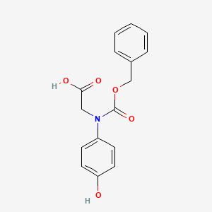molecular formula C16H15NO5 B8566410 2-((Benzyloxycarbonyl)(4-hydroxyphenyl)amino)acetic acid 