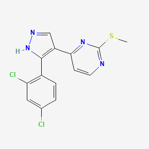 molecular formula C14H10Cl2N4S B8566597 4-[5-(2,4-Dichlorophenyl)-1H-pyrazol-4-yl]-2-(methylsulfanyl)pyrimidine CAS No. 646528-16-7