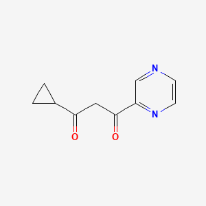 molecular formula C10H10N2O2 B8566710 1-Cyclopropyl-3-(2-pyrazinyl)-1,3-propanedione 