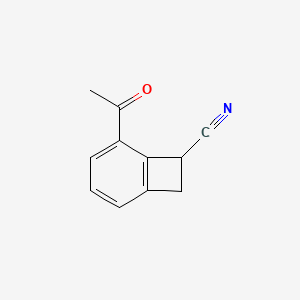 molecular formula C11H9NO B8566986 6-Acetyl-1-benzocyclobutanecarbonitrile 