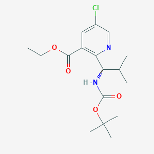 molecular formula C17H25ClN2O4 B8567017 ethyl (S)-2-(1-((tert-butoxycarbonyl)amino)-2-methylpropyl)-5-chloronicotinate 