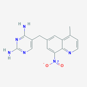 molecular formula C15H14N6O2 B8567132 5-[(4-Methyl-8-nitroquinolin-6-yl)methyl]pyrimidine-2,4-diamine CAS No. 89445-88-5