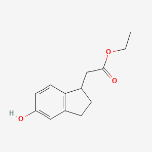 molecular formula C13H16O3 B8567262 Ethyl 2-(5-hydroxy-2,3-dihydro-1h-inden-1-yl)acetate 