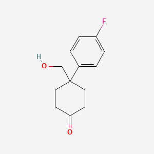 molecular formula C13H15FO2 B8567274 4-(4-Fluorophenyl)-4-(hydroxymethyl)cyclohexan-1-one CAS No. 61779-03-1