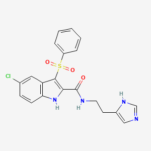 molecular formula C20H17ClN4O3S B8567343 N-(2-(Imidazole-4-yl)ethyl)-3-phenylsulfonyl-5-chloroindole-2-carboxamide CAS No. 158561-04-7