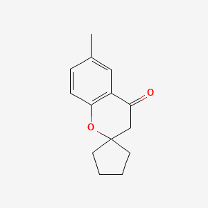 molecular formula C14H16O2 B8567351 6-Methyl-3,4-dihydrospiro[1-benzopyran-2,1'-cyclopentane]-4-one 