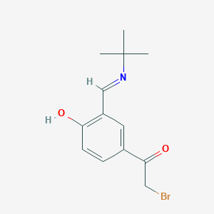 molecular formula C13H16BrNO2 B8567783 2-Bromo-1-[3-(tert-butyliminomethyl)-4-hydroxyphenyl]ethanone 
