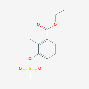 molecular formula C11H14O5S B8567820 Ethyl 2-methyl-3-[(methylsulfonyl)oxy]benzoate 