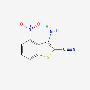 molecular formula C9H5N3O2S B8567843 3-Amino-4-nitro-1-benzothiophene-2-carbonitrile CAS No. 52673-87-7