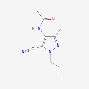 molecular formula C10H14N4O B8567862 N-(5-Cyano-3-methyl-1-propyl-1H-pyrazol-4-yl)acetamide CAS No. 89239-76-9
