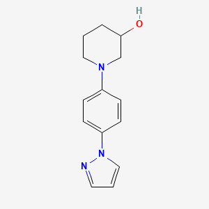 molecular formula C14H17N3O B8568105 1-(4-(1H-pyrazol-1-yl)phenyl)piperidin-3-ol 