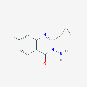 molecular formula C11H10FN3O B8568192 3-Amino-2-cyclopropyl-7-fluoroquinazolin-4(3H)-one 