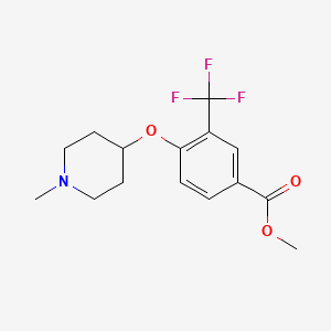 molecular formula C15H18F3NO3 B8568618 Methyl 4-((1-methylpiperidin-4-yl)oxy)-3-(trifluoromethyl)benzoate 