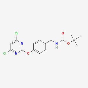 molecular formula C16H17Cl2N3O3 B8568622 Tert-butyl{-4-[(4,6-dichloropyrimidin-2-yl)oxy]benzyl}carbamate CAS No. 1359965-86-8