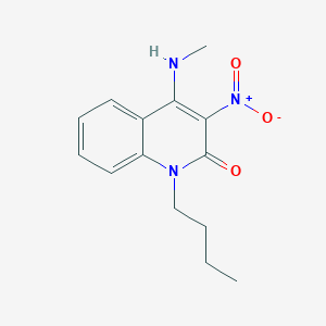 molecular formula C14H17N3O3 B8568734 2(1H)-Quinolinone, 1-butyl-4-(methylamino)-3-nitro- CAS No. 133306-49-7