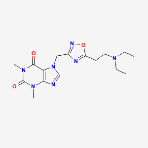 molecular formula C16H23N7O3 B8569148 7-((5-(2-Diethylaminoethan-1-yl)-1,2,4-oxadiazol-3-yl)methyl)theophylline CAS No. 88338-70-9