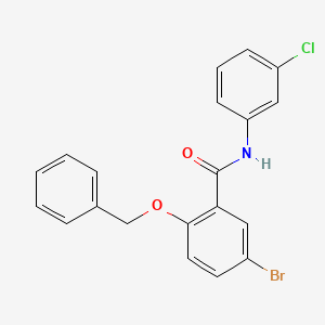 molecular formula C20H15BrClNO2 B8569301 5-Bromo-N-(3-chlorophenyl)-2-[(phenylmethyl)oxy]benzamide 