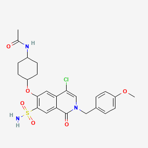 molecular formula C25H28ClN3O6S B8569416 Acetamide,n-[cis-4-[[7-(aminosulfonyl)-4-chloro-1,2-dihydro-2-[(4-methoxyphenyl)methyl]-1-oxo-6-isoquinolinyl]oxy]cyclohexyl]- 