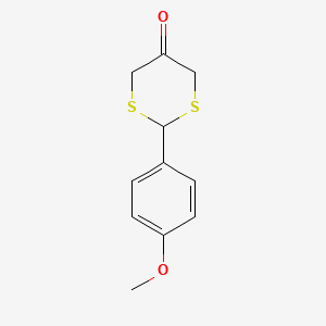 molecular formula C11H12O2S2 B8569435 2-(4-Methoxyphenyl)-1,3-dithian-5-one 