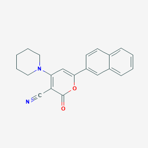 molecular formula C21H18N2O2 B8569461 2H-Pyran-3-carbonitrile, 6-(2-naphthalenyl)-2-oxo-4-(1-piperidinyl)- CAS No. 518308-80-0