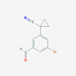 molecular formula C11H8BrNO B8569493 1-(3-Bromo-5-formyl-phenyl)cyclopropane-1-carbonitrile 