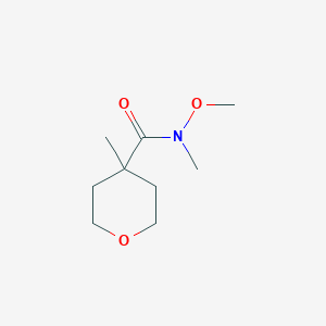 molecular formula C9H17NO3 B8569536 4-Methyl-tetrahydro-pyran-4-carboxylic acid methoxy-methyl-amide 