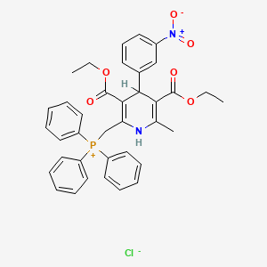 molecular formula C37H36ClN2O6P B8569538 Phosphonium, ((3,5-bis(ethoxycarbonyl)-1,4-dihydro-6-methyl-4-(3-nitrophenyl)-2-pyridinyl)methyl)triphenyl-, chloride CAS No. 107812-70-4