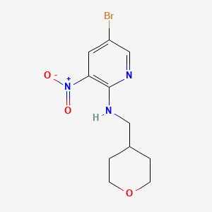 molecular formula C11H14BrN3O3 B8569539 5-Bromo-3-nitro-N-(tetrahydro-2H-pyran-4-ylmethyl)pyridin-2-amine 