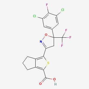 molecular formula C18H11Cl2F4NO3S B8569586 3-(5-(3,5-dichloro-4-fluorophenyl)-5-(trifluoromethyl)-4,5-dihydroisoxazol-3-yl)-5,6-dihydro-4H-cyclopenta[c]thiophene-1-carboxylic acid 