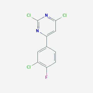 molecular formula C10H4Cl3FN2 B8569640 2,4-Dichloro-6-(3-chloro-4-fluoro-phenyl)-pyrimidine 