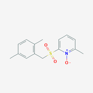 molecular formula C15H17NO3S B8569658 Pyridine, 2-[[(2,5-dimethylphenyl)methyl]sulfonyl]-6-methyl-, 1-oxide CAS No. 81167-66-0