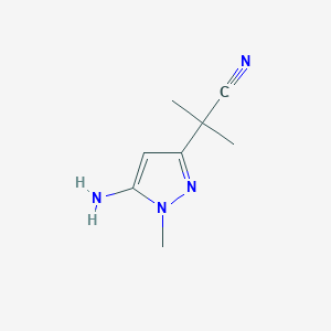 molecular formula C8H12N4 B8569670 2-(5-amino-1-methyl-1H-pyrazol-3-yl)-2-methylpropanenitrile 