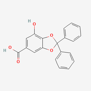 molecular formula C20H14O5 B8569693 7-Hydroxy-2,2-diphenyl-2H-1,3-benzodioxole-5-carboxylic acid CAS No. 146300-69-8
