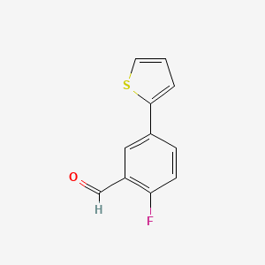 molecular formula C11H7FOS B8569770 2-Fluoro-5-thiophen-2-yl-benzaldehyde 