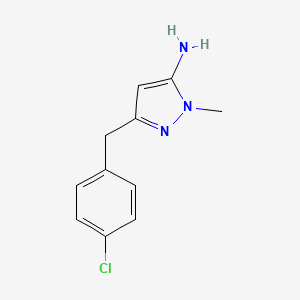 molecular formula C11H12ClN3 B8569834 3-(4-Chlorobenzyl)-1-methyl-1H-pyrazol-5-ylamine 