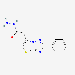 molecular formula C12H11N5OS B8570212 2-(2-Phenyl[1,3]thiazolo[3,2-b][1,2,4]triazol-6-yl)acetohydrazide 