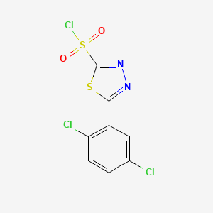 molecular formula C8H3Cl3N2O2S2 B8570337 5-(2,5-Dichlorophenyl)-1,3,4-thiadiazole-2-sulfonyl chloride CAS No. 835622-67-8