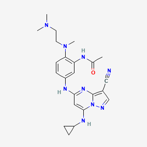 molecular formula C23H29N9O B8570479 Acetamide, N-[5-[[3-cyano-7-(cyclopropylamino)pyrazolo[1,5-a]pyrimidin-5-yl]amino]-2-[[2-(dimethylamino)ethyl]methylamino]phenyl]- 